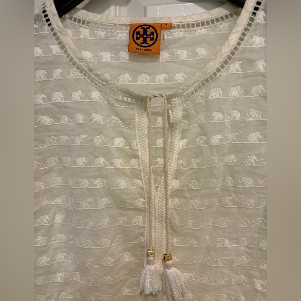 Tory Burch Cream Textured Women's Top - Picture 2 of 3